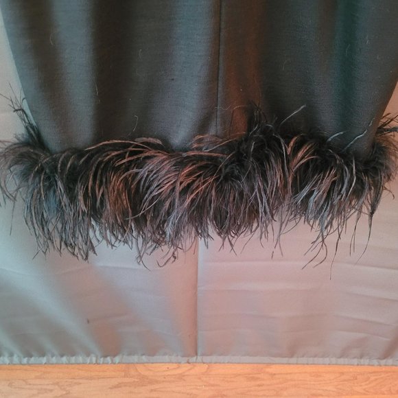 VINTAGE ALFRED SUNG COCKTAIL DRESS WITH AUTHENTIC OSTRICH FEATHERS - Picture 3 of 6